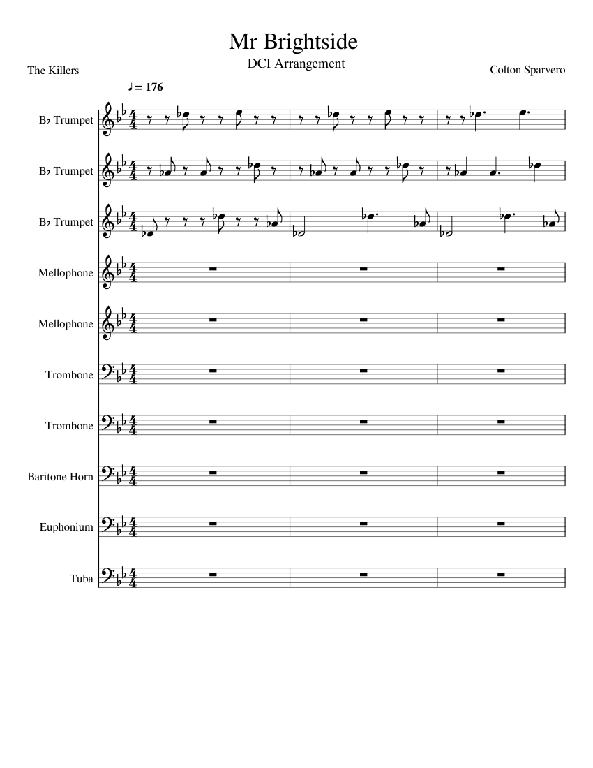 Mr Brightside DCI Arrangement WIP Sheet music for Trombone, Euphonium