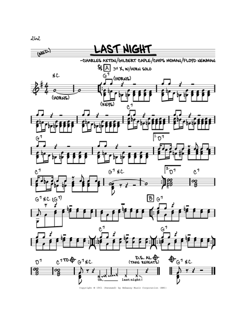 Last Night - The Mar-Keys (Real Book - Melody-Chords)