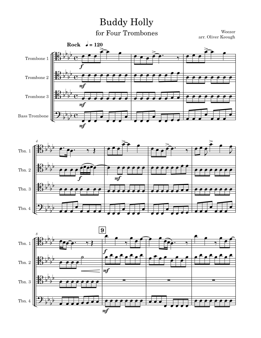 Buddy holly Weezer Buddy Holly (for Four Trombones) Sheet music for