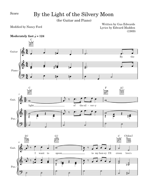 By the Light of the Silvery Moon (Guitar and Piano)