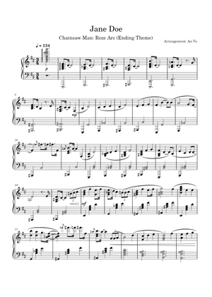 4声女2男2アカペラ譜】JANE DOE-米津玄師,宇多田ヒカル Sheet Music