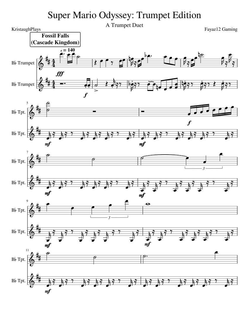 Super Mario Odyssey Trumpet Edition Sheet music for Trumpet in b flat Brass Duet Musescore
