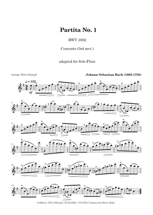 Sarabande - Partita No.1, BWV 1002 - Bach, J.S. (1685 - 1750 Sarabande - Partita No.1, BWV 1002 - Bach, J.S. (1685 - 1750