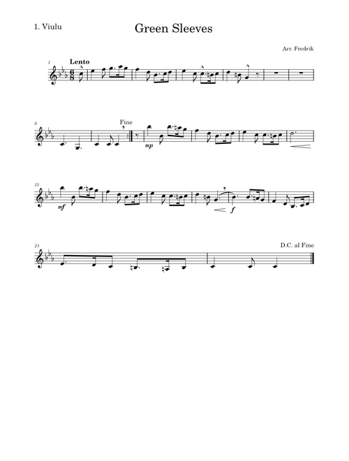 Green sleeves – Violin 1.