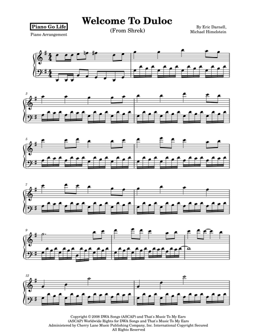 Welcome To Duloc (Arr. Piano Go Life) - Various (Piano Solo)