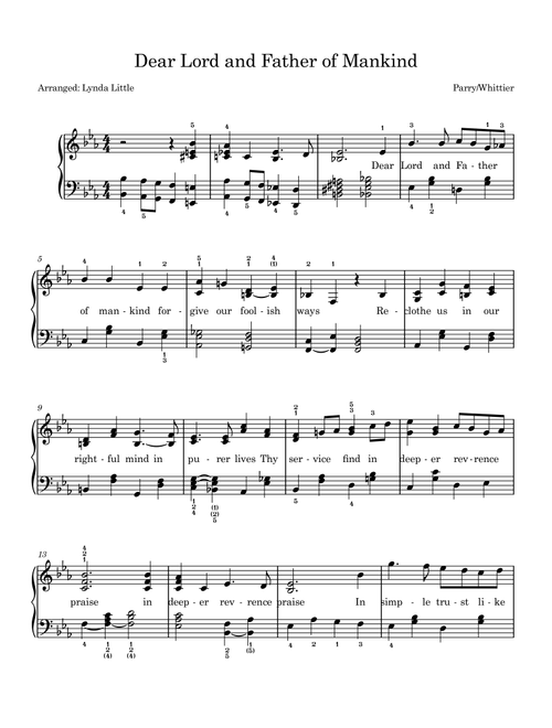 Dear Lord and Father of Mankind (Arr. Lynda Little) (Piano Solo)
