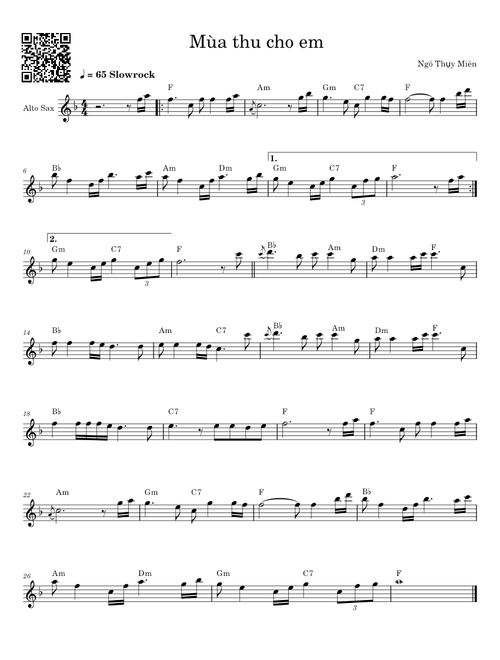 Mùa thu cho em - Ngô Thụy Miên (Alto Saxophone – nsmaikien@gmail.com
