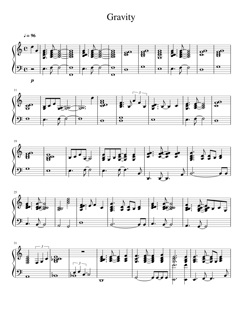 Gravity Piano Sheet music for Piano (Solo)