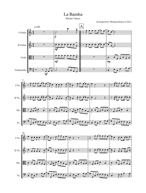 La Bamba (Arr. Melquisedeque C.Silva) - Los Lobos (String Quartet)