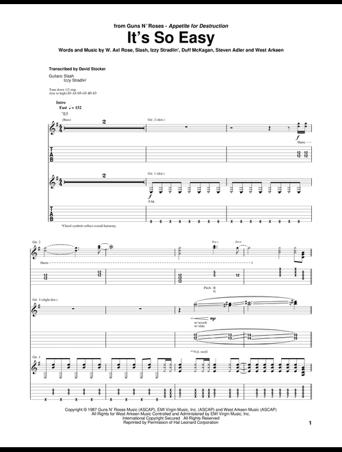 It's So Easy - Guns N' Roses (Guitar Tab)