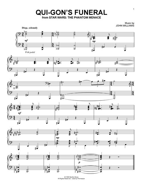 Qui-Gon's Funeral (from Star Wars: The Phantom Menace) - John Williams (Piano Solo)