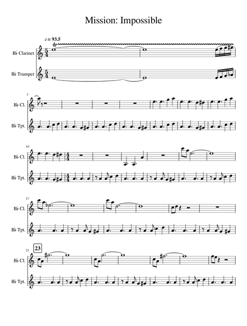 Mission Impossible for Clarinet and Trumpet