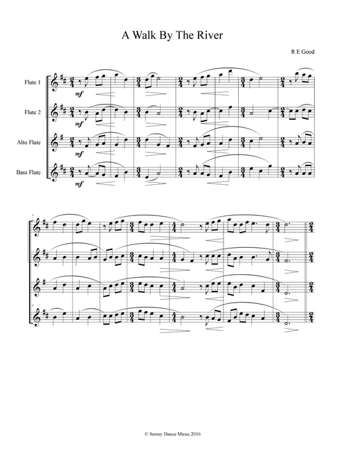A Walk By The River for flute choir - Bob Good (Woodwind Ensemble)
