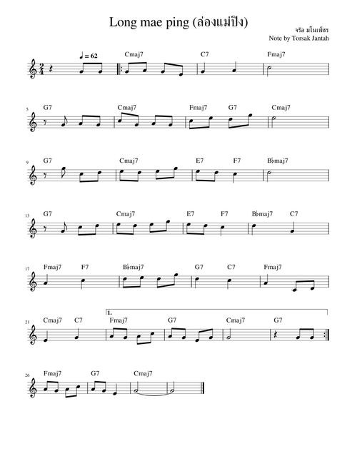 Long mae ping  ล่องแม่ปิง -chords