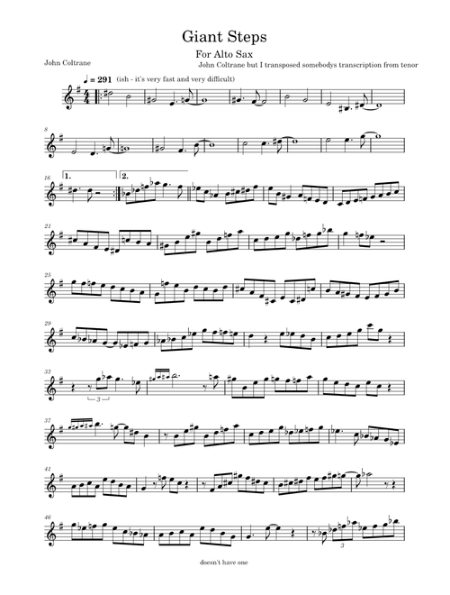 Giant steps – John Coltrane Giant Steps for Alto sax