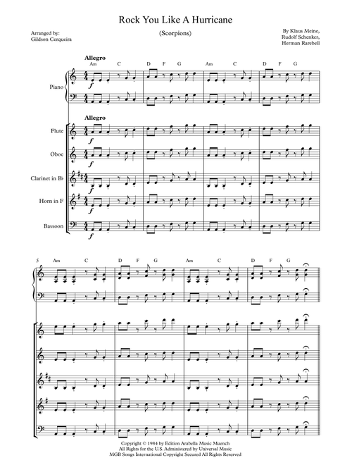 Rock You Like A Hurricane (Arr. Gildson Cerqueira) - Scorpions (Woodwind Ensemble)