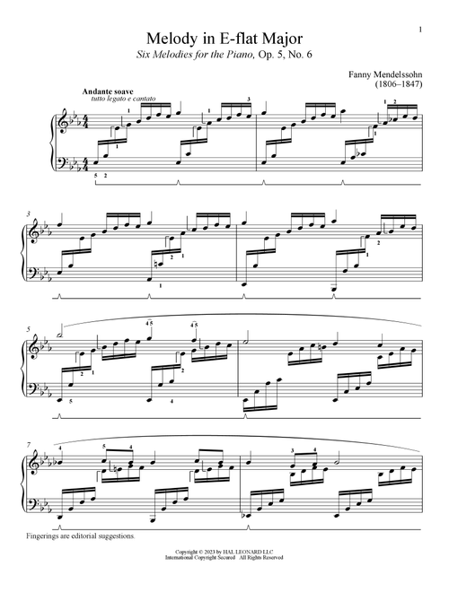 Andante soave (Ed. Immanuela Gruenberg) - Fanny Mendelssohn (Piano Solo)