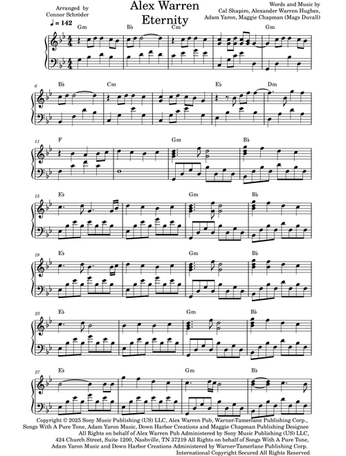 Eternity (Arr. Connor Schröder) - Alex Warren (Piano Solo)