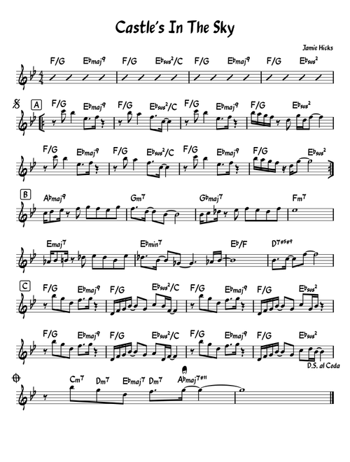 Castle's In The Sky (C Instruments) - Jamie Hicks (Lead Sheet - Fake Book)