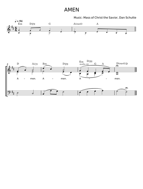 Amen (Mass of Christ the Savior) - Dan Schutte