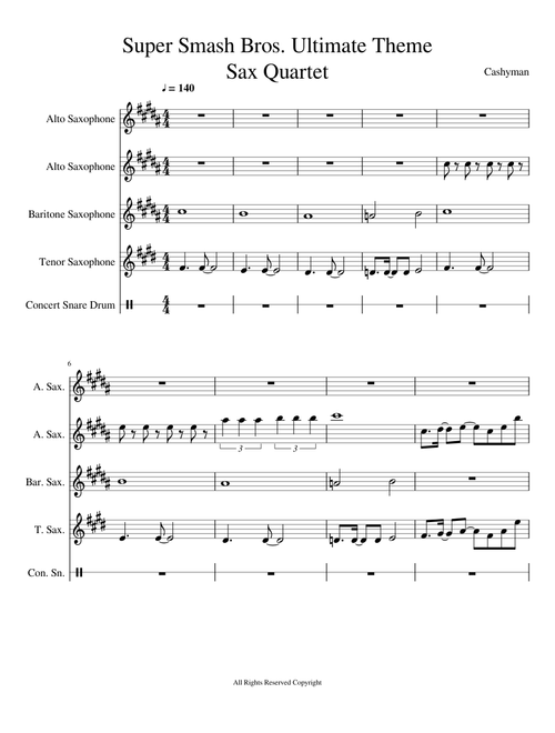 Super Smash Bros. Ultimate Theme Sax Quartet AATB