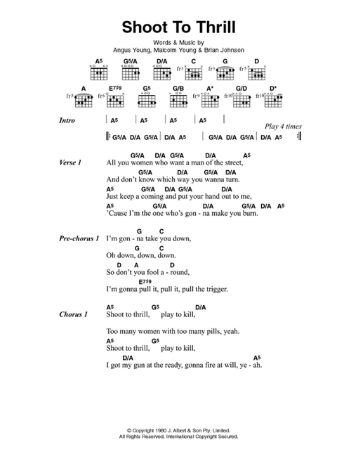 Shoot To Thrill - AC/DC (Guitar Chords-Lyrics)