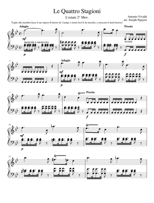 Le Quattro Stagioni; RV 315 'L'estate' ("Summer") Mvt. 2 – Antonio Vivaldi