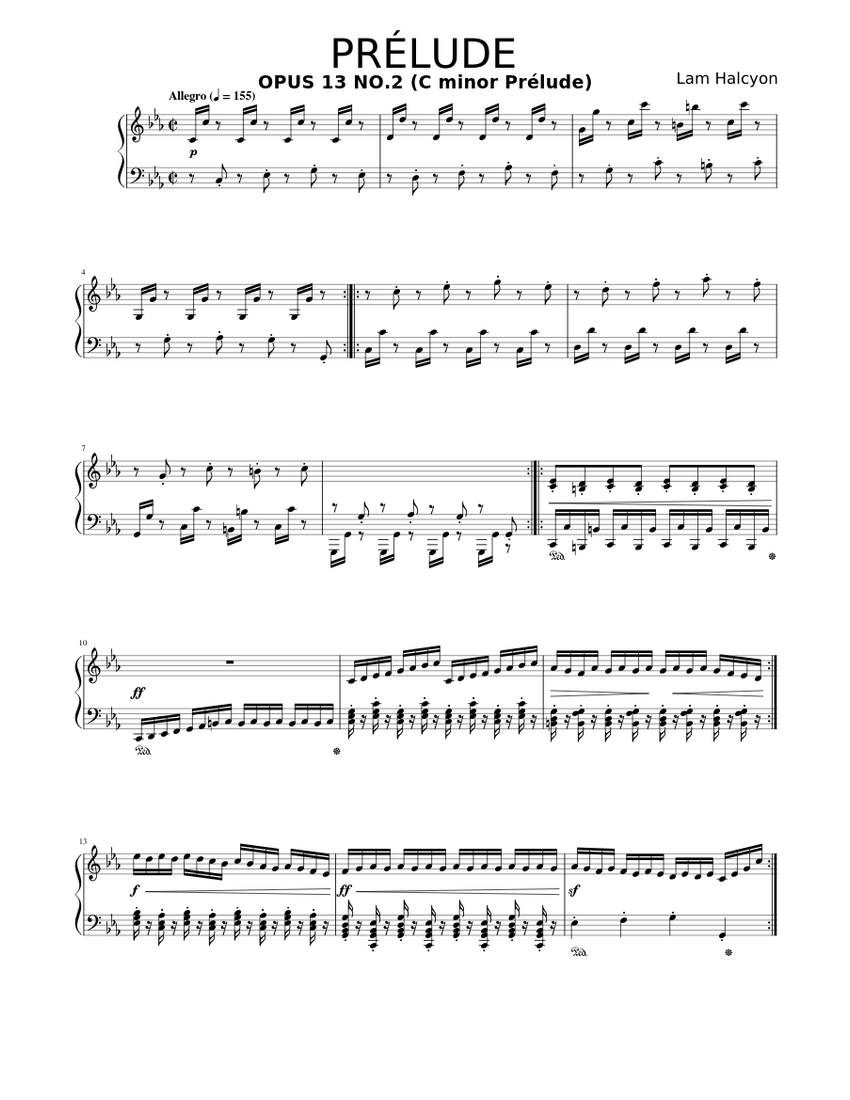 Prelude op 10 no 2 in c minor c minor prelude sheet music for piano