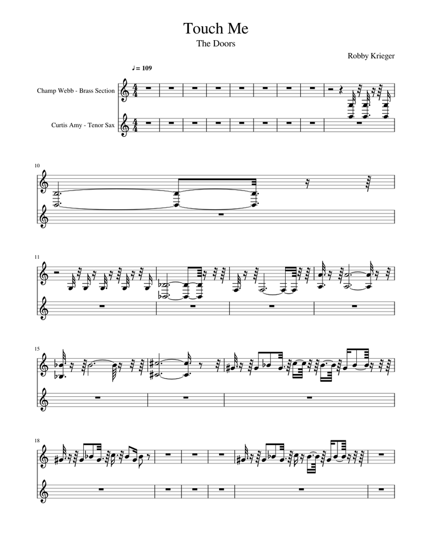 Touch Me - The Doors Sheet Music for Saxophone other, Brass Touch Me - The Doors Sheet Music for Saxophone other, Brass