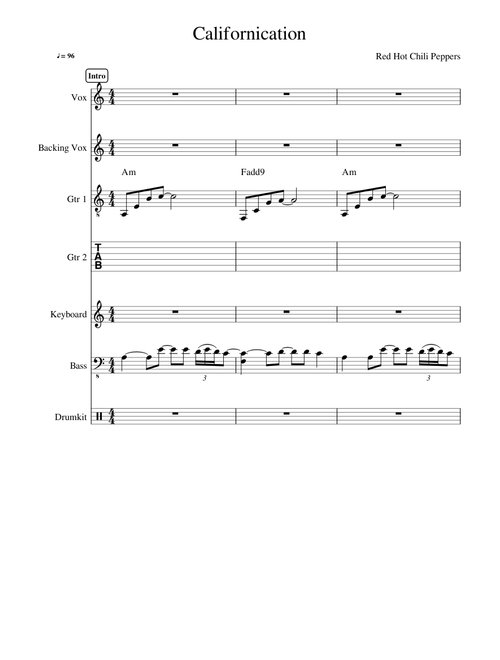 Californication-Red hot chili peppers full score