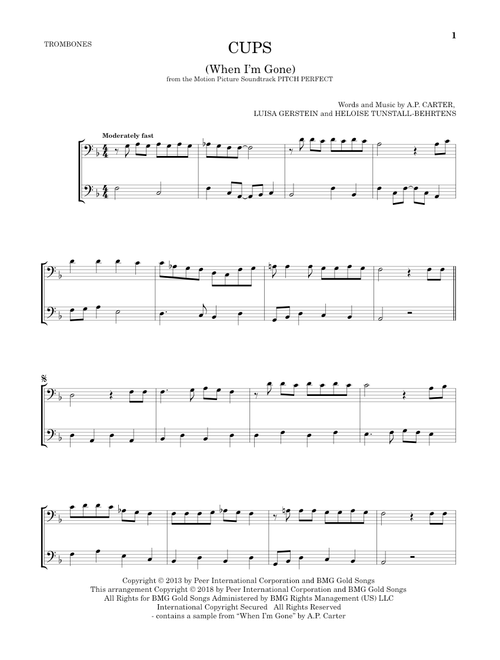 Cups (When I'm Gone) (from Pitch Perfect) - Anna Kendrick (Trombone Duet)
