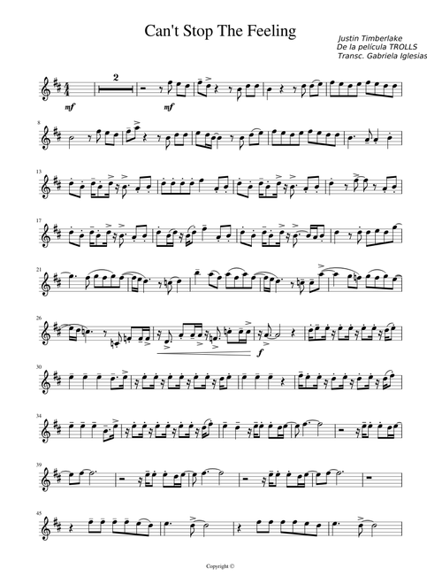 Can't Stop The Feeling para VIOLIN