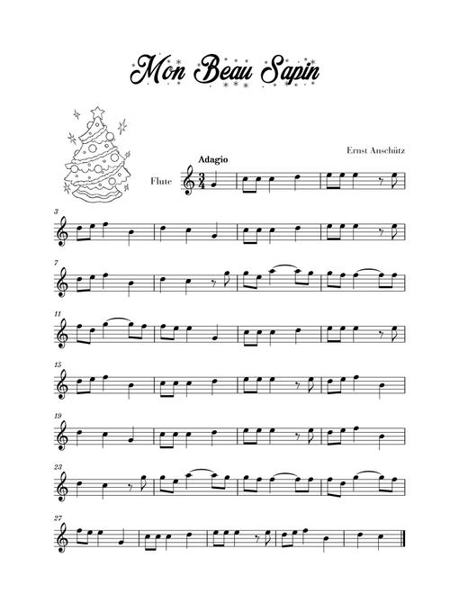 Mon Beau Sapin (for Flute) (Arr. Cadenza Editions) - Ernst Anschütz (Flute Solo)