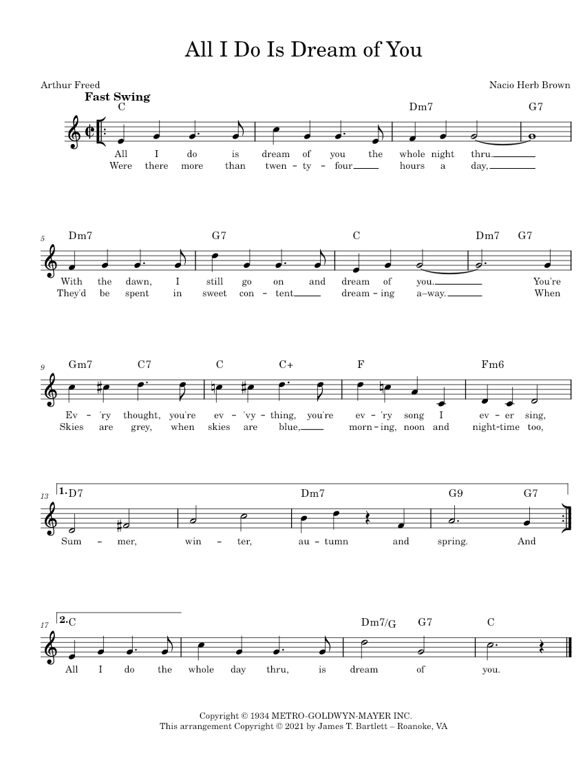 All i do is dream of you lead sheet piano tutorial