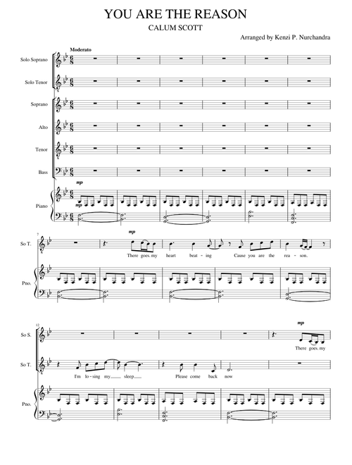 You Are The Reason (for SATB with duet S/T and piano accompaniment)