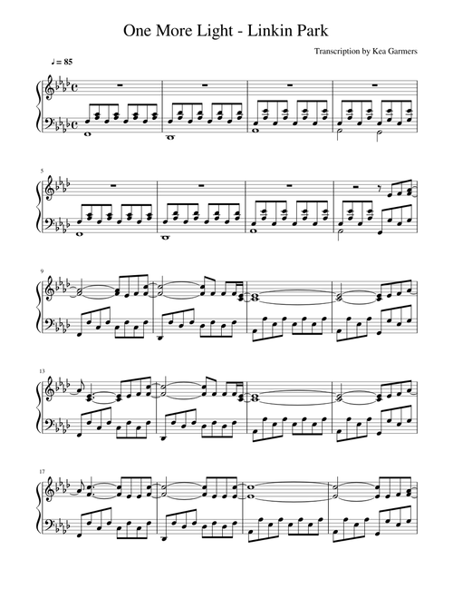 One More Light - Linkin Park for piano