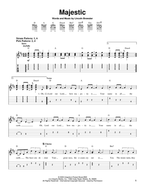 Majestic - Lincoln Brewster (Easy Guitar with TAB)