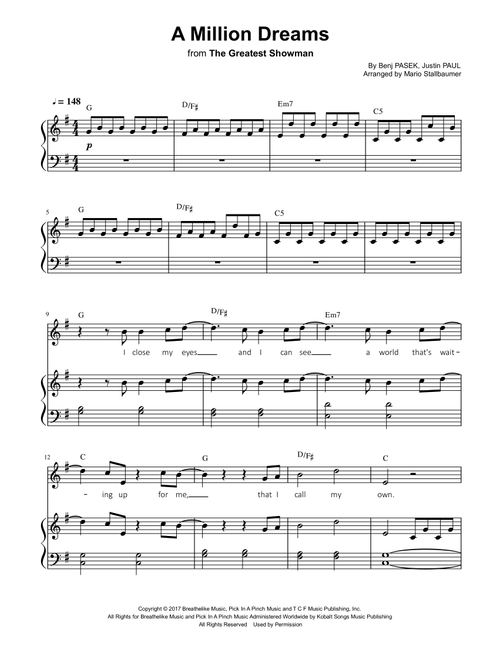 A Million Dreams (Arr. Mario Stallbaumer) - Pink (Piano Vocal)