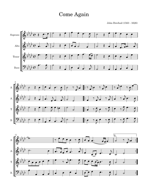 Come again – John Dowland Come Again