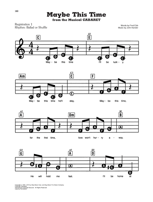Maybe This Time (from Cabaret) - Fred Ebb (E-Z Play Today)