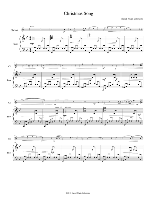 Christmas Song for clarinet and piano - David Warin Solomons (Instrumental Solo (with Piano Accompaniment))