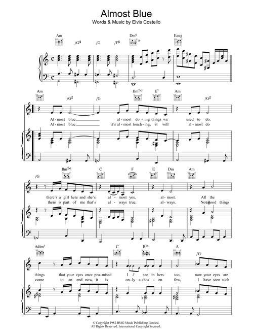 Almost Blue - Elvis Costello (Piano-Vocal-Guitar (Piano Accompaniment))