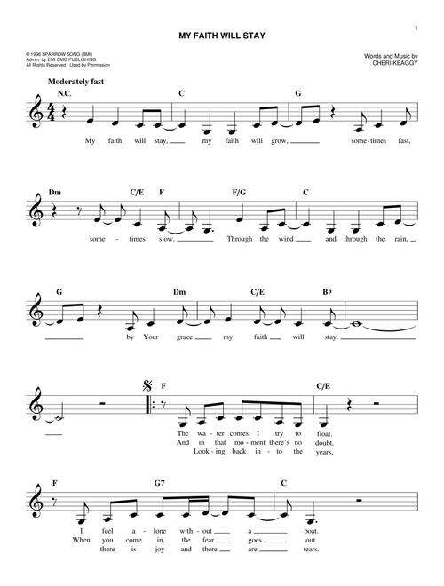 My Faith Will Stay - Cheri Keaggy (Easy Lead Sheet - Fake Book)
