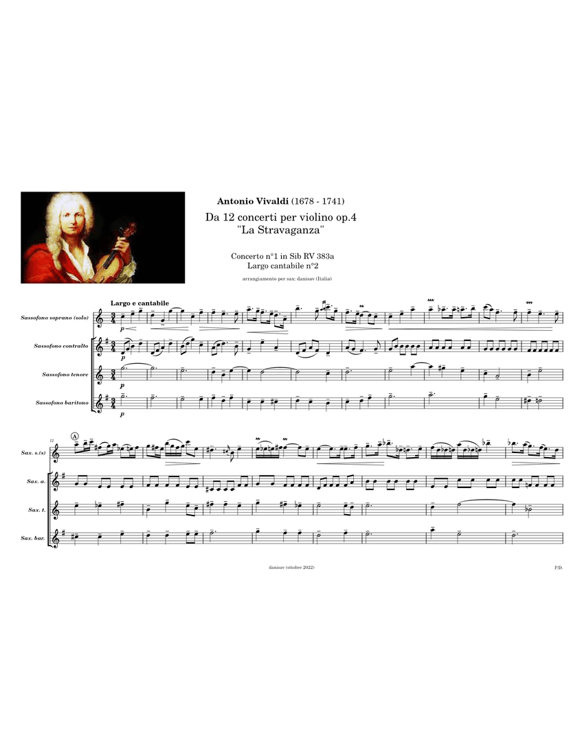 Antonio Vivaldi RV 383a "La Stravaganza" op 4 in SIb concerto n1