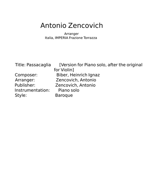Passacaglia - Heinrich Ignaz Franz von Biber