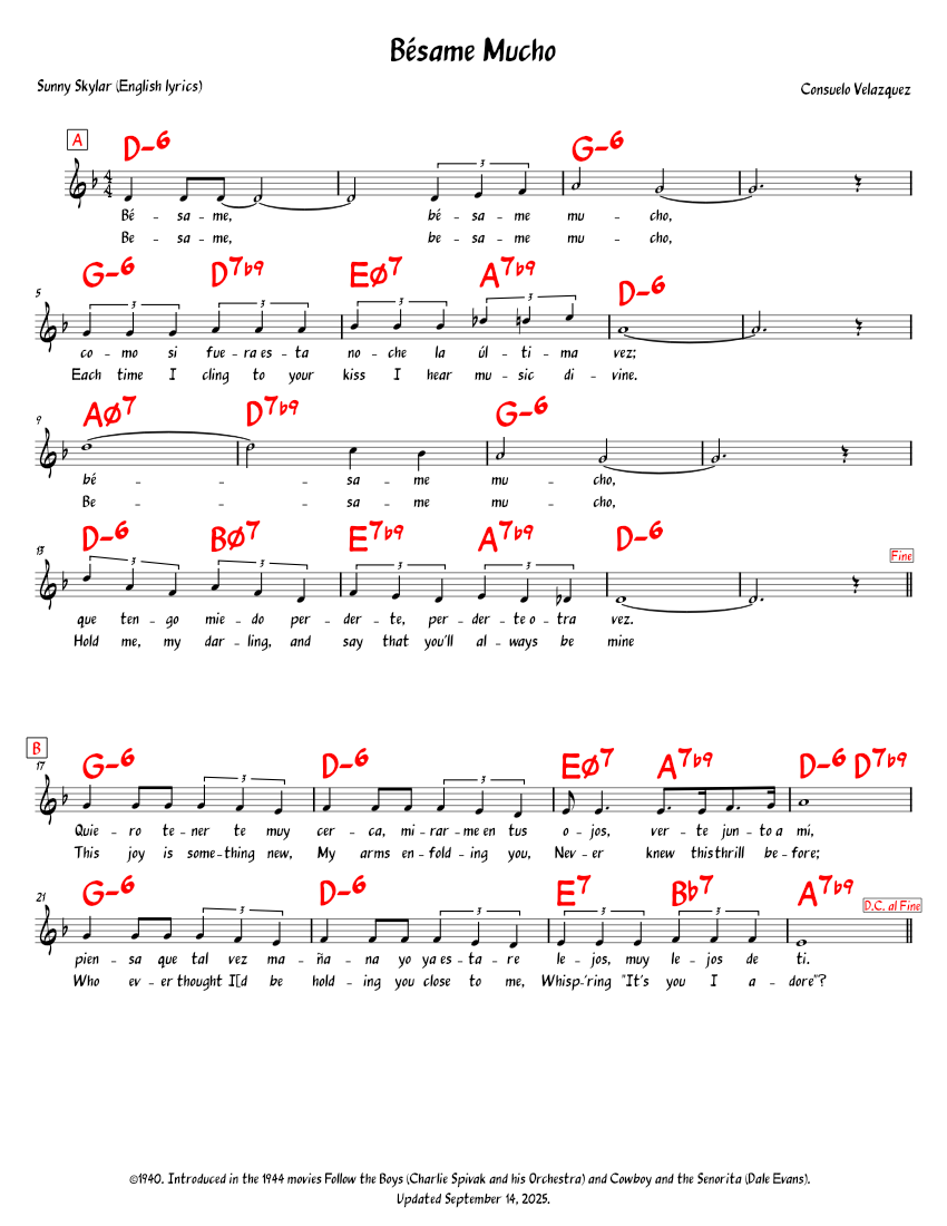 besame-mucho-consuelo-vazquez-sunny-skylar-lead-sheet-sheet-music