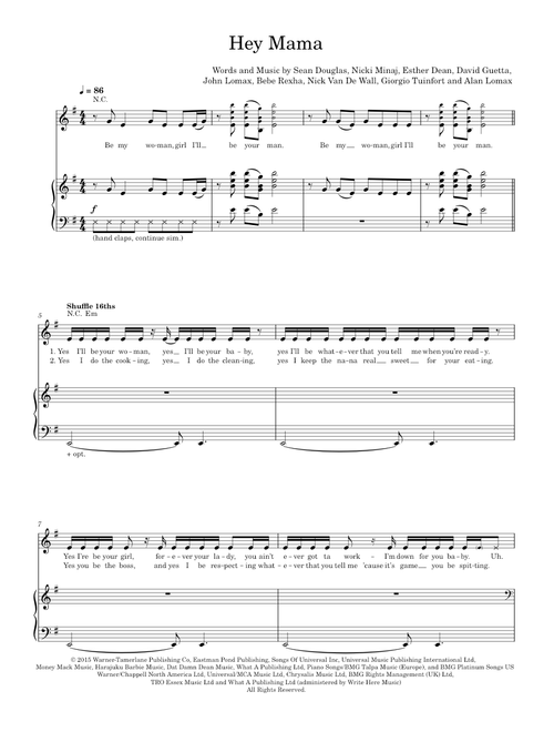 Hey Mama - David Guetta feat Afrojack & Nicki Minaj (Piano-Voice)
