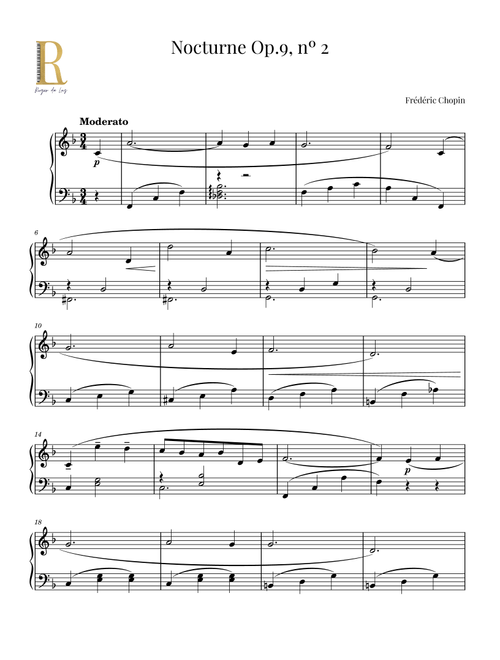 Nocturne op.9, no.2 - Chopin - Easy Piano (Arr. Roger da Luz) - Frederic Chopin (Easy Piano)