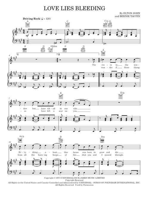Love lies bleeding - Elton John (Piano-Vocal-Guitar)