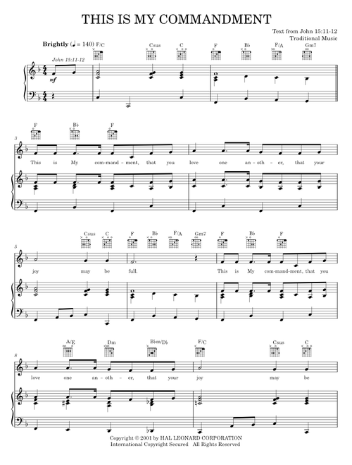 This Is My Commandment - Traditional Caribbean (Piano-Vocal-Guitar)